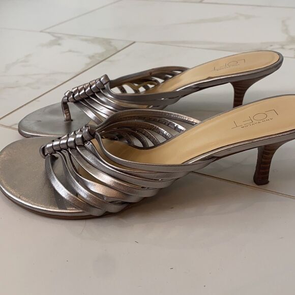 Leather heel sandals grey metallic size 8 - Picture 4 of 5